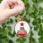 CALIFORNIA REPUBLIC State Flag Red Star Design キーホルダー (手)