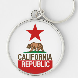 CALIFORNIA REPUBLIC State Flag Red Star Design キーホルダー