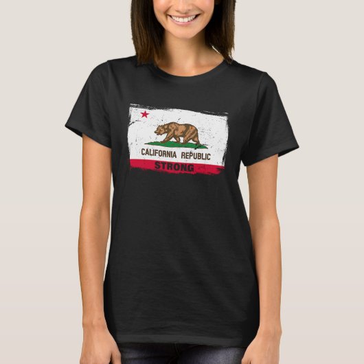 California Republic Strong Flag Cool CA Flags for  Tシャツ (正面)