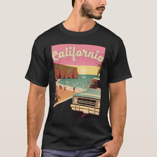California Retro Beach Vacation Graphics  Cali Sur Tシャツ (正面)