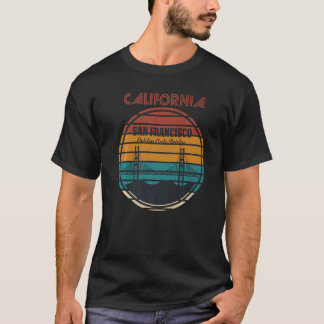 California Retro San Francisco Golden Gate Bridge Tシャツ