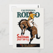 California Rodeo Salinas USA 1930sヴィンテージポスター ポストカード (正面/裏面)