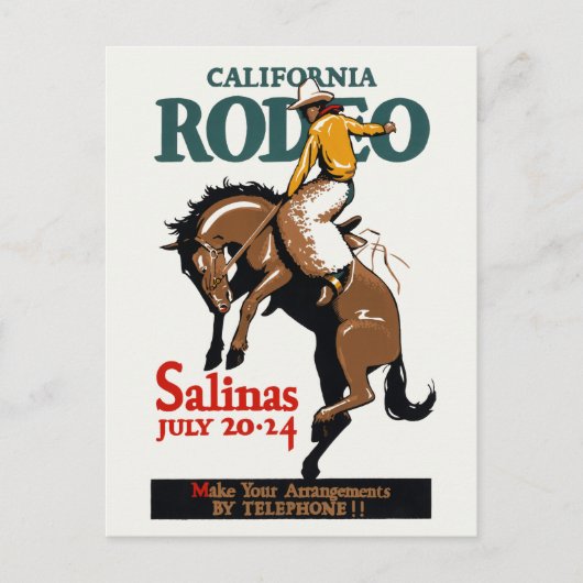 California Rodeo Salinas USA 1930sヴィンテージポスター ポストカード (正面)