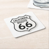 California Route 66 Retro White Shield Coaster スクエアペーパーコースター (アングル)