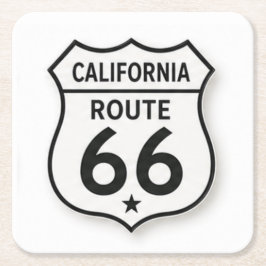 California Route 66 Retro White Shield Coaster スクエアペーパーコースター