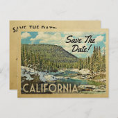 California Save The Date Mountains River Snow 案内ポストカード (正面/裏面)