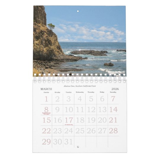 California Shores 2026 Calendar カレンダー (3月 2026)