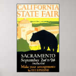 California State Fair Bear Poster ポスター<br><div class="desc">Vintage California State Fair poster with bear silhouette.</div>