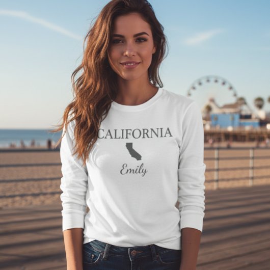 California State Map Personalized Name Long Sleeve Tシャツ