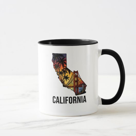 California State Outline Tattoo Style Palm Trees マグカップ (右)