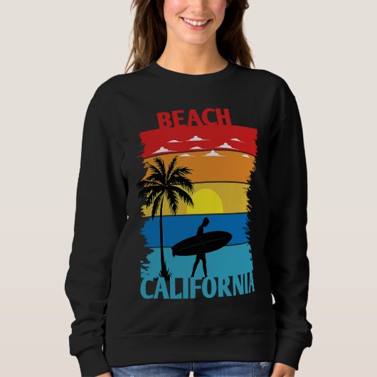 California Summer Beach Vintage Sunset  2 スウェットシャツ (正面)