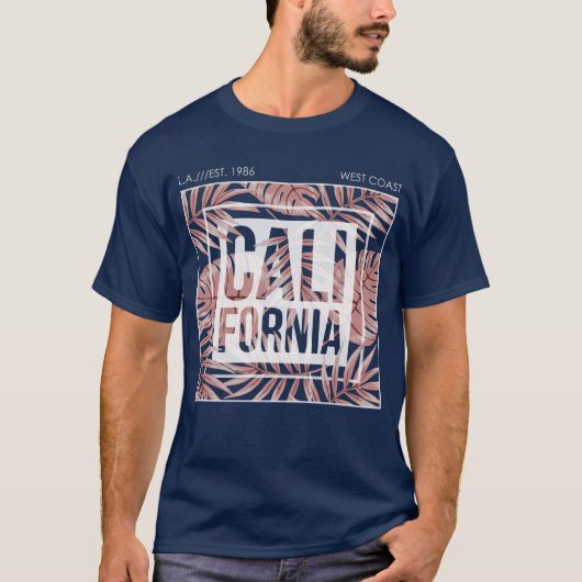 California Summer Forever- Tropical Leaves Tシャツ (正面)