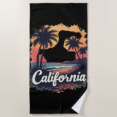 California Sunset Silhouette Beach Towel ビーチタオル (正面)