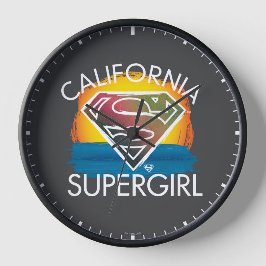 California Supergirl Sunset Graphic 壁時計 (正面)
