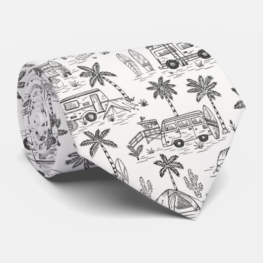California surf camp toile - surfer beach  ネクタイ (ロール)