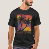 California Surfing Retro Palm tree Orange County B Tシャツ (正面)