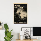 California Surfing - Retro Surf Poster Print ポスター (ホームオフィス)
