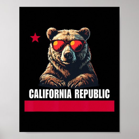 California The Golden State Bear Flag  ポスター (正面)