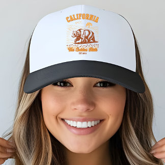 California The Golden State Bear – Vintage Art キャップ