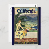 California Travel by Trainヴィンテージのポスター ポストカード (正面/裏面)