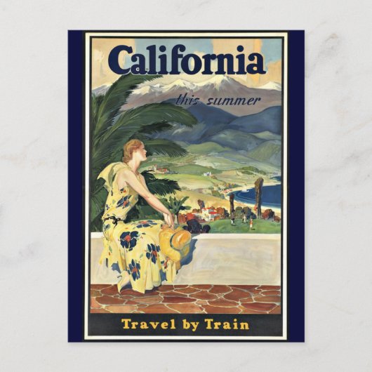 California Travel by Trainヴィンテージのポスター ポストカード (正面)