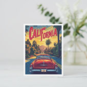 California USA Art Vintage Illustration Travel ポストカード (スタンド正面)