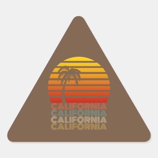 California Vintage Sommer Sunset Sunrise Retro 三角形シール (正面)