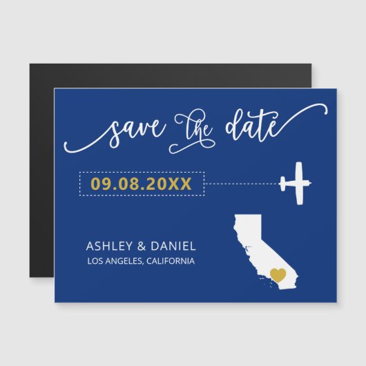 California Wedding Save the Date Card, Map マグネット招待状 (正面/裏面)