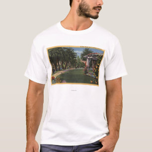 CaliforniaAのやしによって影で覆われる歩行 Tシャツ