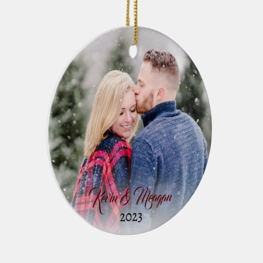 Caligraphスクリプト |家族の名前(両面) セラミックオーナメント (右)