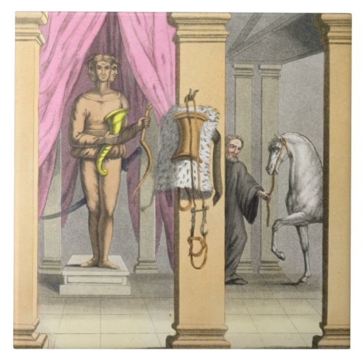 Caligulaの馬、Incitata、c.1800-の馬小屋 タイル (正面)