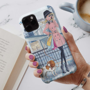 Caling pink & blue スタイリッシュ New Yorkファッション iPhone 13ケース