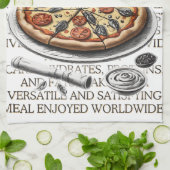 CalisC Artsによるピザヴィンテージスケッチ⭐⭐⭐⭐⭐ キッチンタオル (折り畳み)