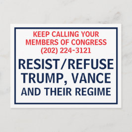 Call Congress Protest Resist Refuse Trump Vance ポストカード