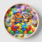 Call Easter adventure colourful cartoon nursery wa 壁時計 (正面)