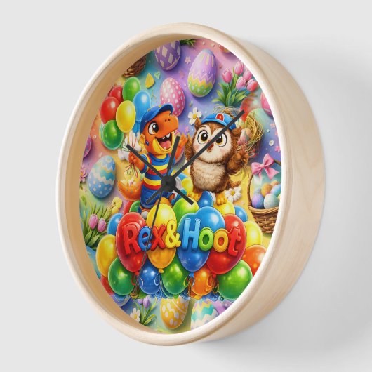 Call Easter adventure colourful cartoon nursery wa 壁時計 (傾斜)