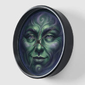 Call Green elemental moon face Gothic fantasy wall 壁時計 (傾斜)