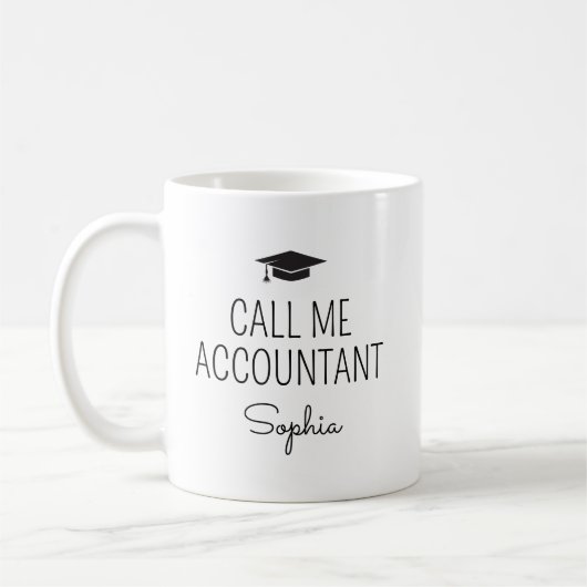 Call Me Accountant Personalized Name コーヒーマグカップ (左)