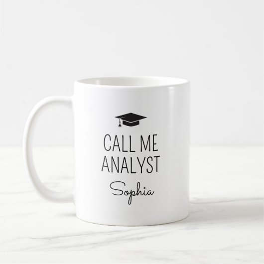 Call Me Analyst Personalized Name コーヒーマグカップ (左)