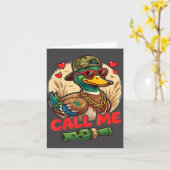 Call Me Duck Hunting Retro Valentine's Day Men Wom カード (黄色い花)