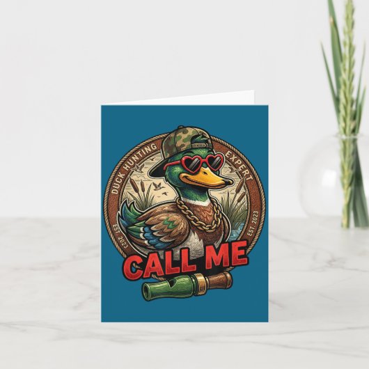 Call Me Duck Hunting Retro Valentine's Day Men Wom カード (正面)