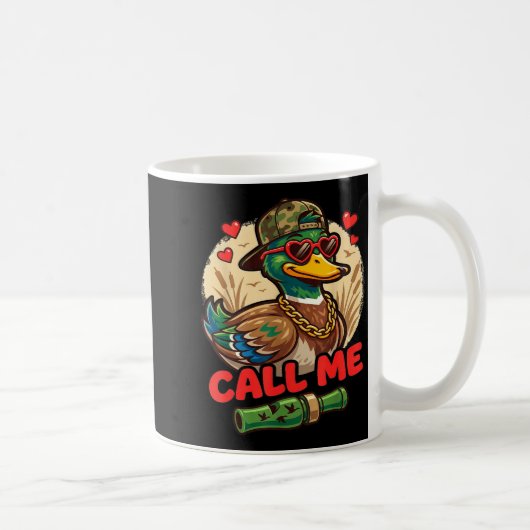 Call Me Duck Hunting Retro Valentine's Day Men Wom コーヒーマグカップ (右)