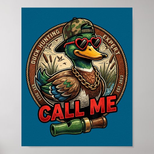 Call Me Duck Hunting Retro Valentine's Day Men Wom ポスター (正面)