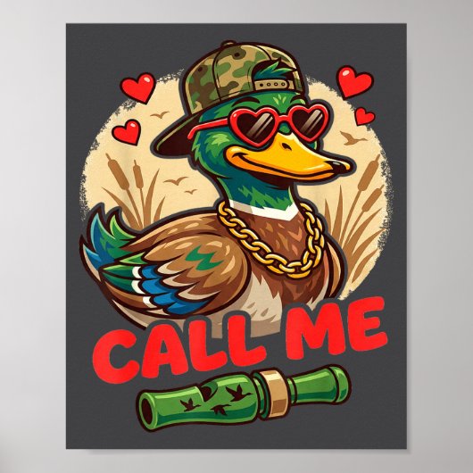 Call Me Duck Hunting Retro Valentine's Day Men Wom ポスター (正面)