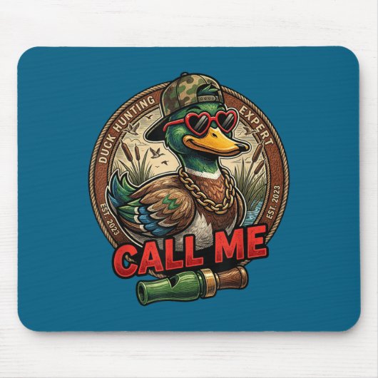Call Me Duck Hunting Retro Valentine's Day Men Wom マウスパッド (正面)