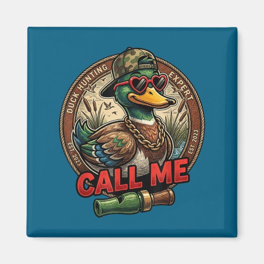 Call Me Duck Hunting Retro Valentine's Day Men Wom マグネット (正面)