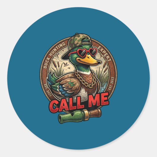 Call Me Duck Hunting Retro Valentine's Day Men Wom ラウンドシール (正面)