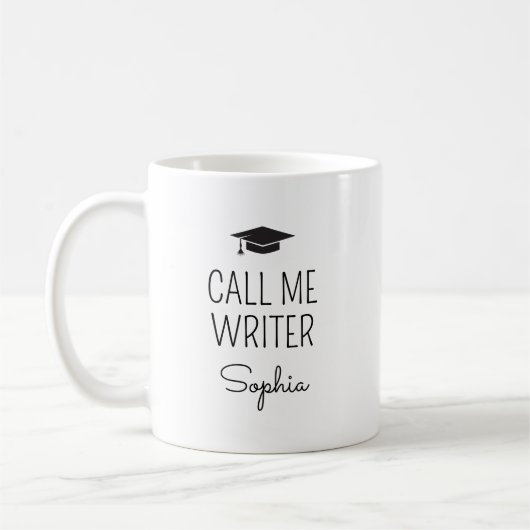Call Me Writer Personalized Name コーヒーマグカップ (左)