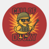 Call of Ducky – Sticker marrant pour gamer canard ラウンドシール (正面)