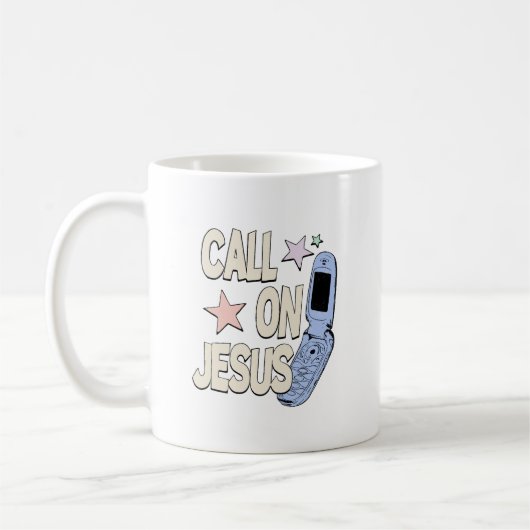 Call on Jesus – Retro Faith Design コーヒーマグカップ (左)